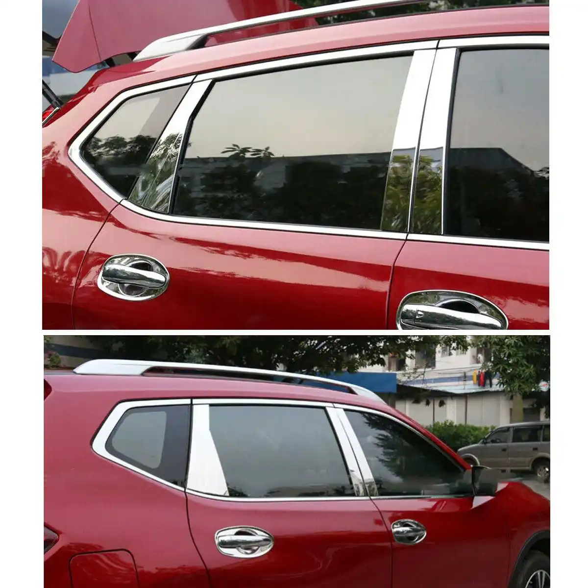 8 шт. автомобильные аксессуары подходят для Nissan Rogue- из нержавеющей стали, двери, окна, хромированные стойки, крышка, отделка