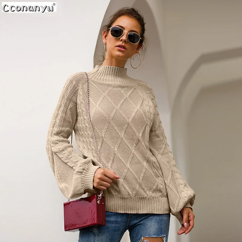 

Women Solid Sweaters 2019 Autumn Winter O-Neck Pullovers Loose Knitted Clothing Casual Pullovers knit sweater women