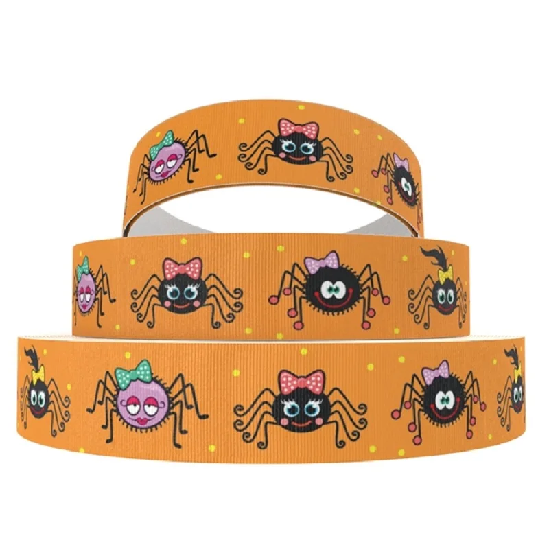 

50yards 7/8" 1" 1.5" 2" 3" 22mm 25mm 38mm 50mm 75mm Halloween printed grosgrain ribbon for party gift decoration headband