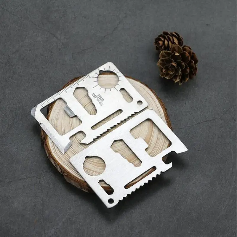 

Multi Tools 11 in 1 Multifunction Credit Card Knife Outdoor Hunting Survival Camping Pocket Knife Tools+Leather Pouch