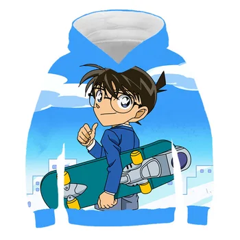 

2020 New Cartoon Detective Conan Hooded Shirt 3D Color Printing Boys and Girls Hooded Casual Sweater