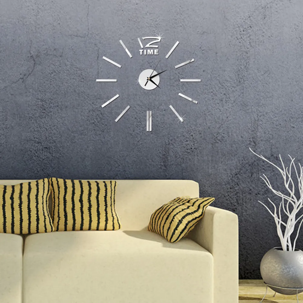 2021 New Style  Modern Large 3D Mirror Surface Wall Clock Sticker Home Office Room DIY Decor Hot 
