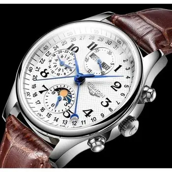 

GUANQIN Men Mechanical Watches Leather Luxury Top Brand Waterproof Automatic Wristwatch date Calendar Moon Relogio Masculino