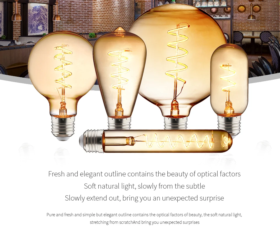 Ампулы светодиодный Эдисон лампы T45 ST64 G80 G95 G125 Супер Спираль светильник лампочка Винтаж светодиодный ламп накаливания 220V E27 3-4 Вт Ретро Декор настенные светильники