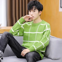 Plaid Sweater Men's Slim Warm Fashion Contrast Color Casual Knit Sweater Man Streetwear Wild Long-sleeved Pullover Men Clothes Plaid Sweater Men's Slim Warm Fashion Contrast Color Casual Knit Sweater Man Streetwear Wild Long-sleeved Pullover Men Clothes