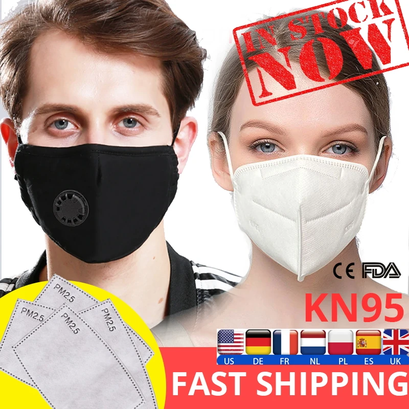 

N95 Mask Cotton Breath Valve PM2.5 Mouth Mask Anti-Dust Anti Pollution Mask Cloth Activated carbon filter respira Fashion Unisex