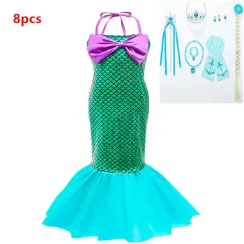 

New Girls Little Mermaid Princess Dress Up Children Summer Ariel Fancy Costume Clothes Kids Scale Beach Party Outfit Clothes