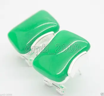 

ELEGANT NEW LADY'S NATURAL GREEN Quartzite stone GEMS 925 STERLING SILER STUD EARRINGS