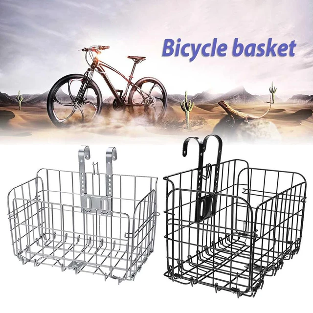 Cesta bicicleta metalica delantera con ganchos grande