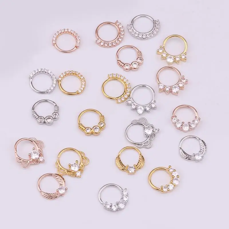0.8mm Stainless Steel Barbell With Cz Circle Moon Cartilage Helix Piercing Earring Conch Rook Lobe Screw Back Stud | Украшения и