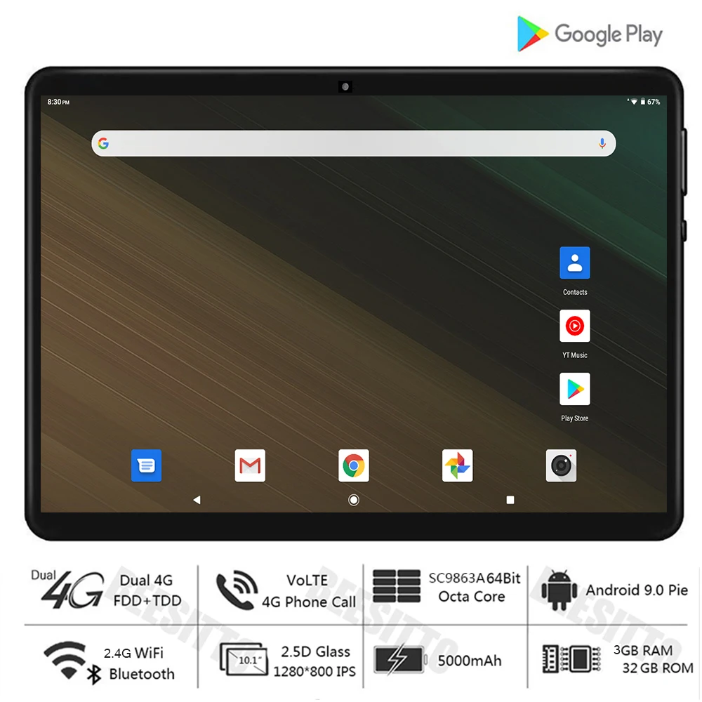 Бесплатная доставка 10 дюймовый планшетный ПК Восьмиядерный Android 9 0 OS 5.0MP 3 ГБ ОЗУ 32