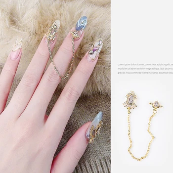 

1pcs 3D metal Nail art jewelry Chain Various sizes Japanese style nails decorations crystal Manicure zircon diamond Charms