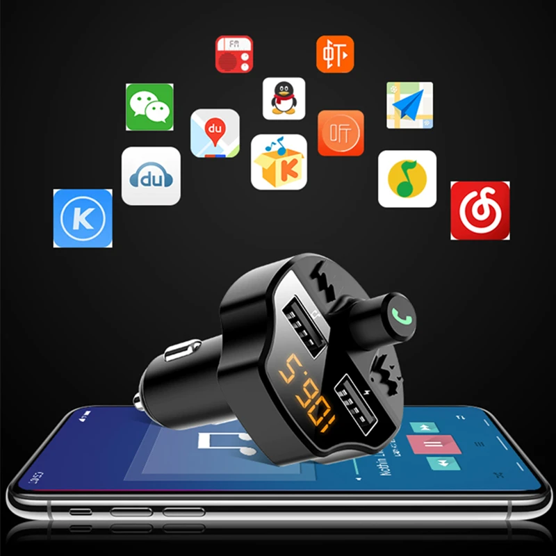 Автомобильный комплект, Bluetooth 5,0, fm-передатчик, двойной USB, быстрое зарядное устройство, lcd, беспроводной, Bluetooth, громкая связь, музыка, аудио приемник, авто MP3 плеер