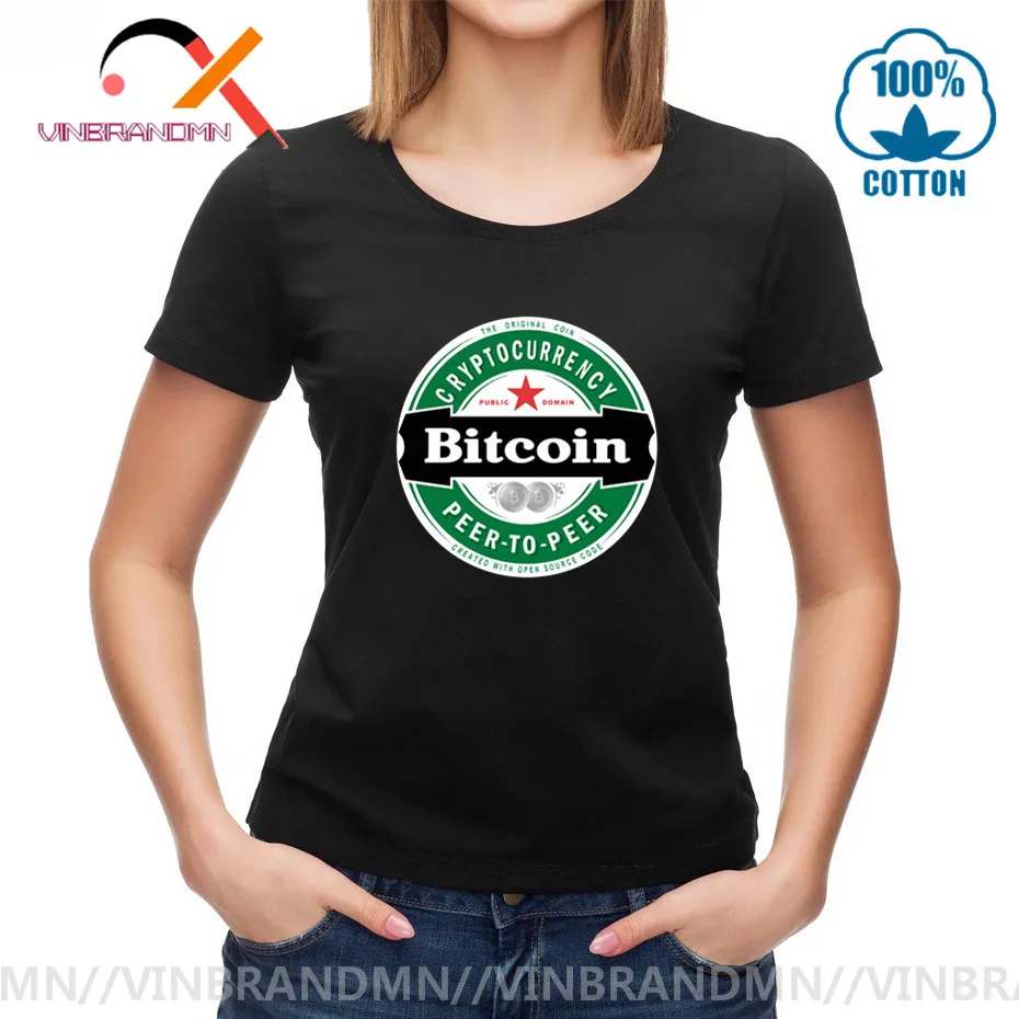 Футболка с принтом биткоина пива женские топы футболка криптовалюты летняя