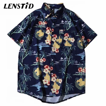 

LENSTID 2020 Mens Hip Hop Pineapple Print Hawaiian Shirt Streetwear Harajuku Floral Beach Shirt Short Sleeve Summer Aloha Shirts
