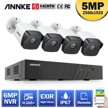 

ANNKE 8CH HD 5MP POE Network Video Security System 6MP H.265+ NVR With 4X 5MP 30m EXIR Night Vision Weatherproof WIFI IP Cameras