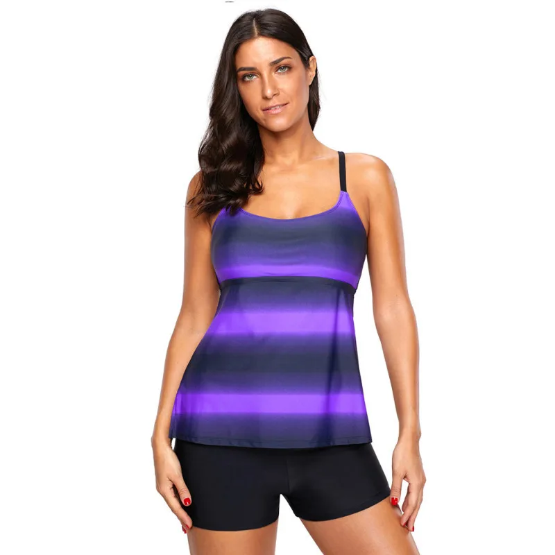 

Gradient Swimsuit Boxer Women Conservative Split Swims
