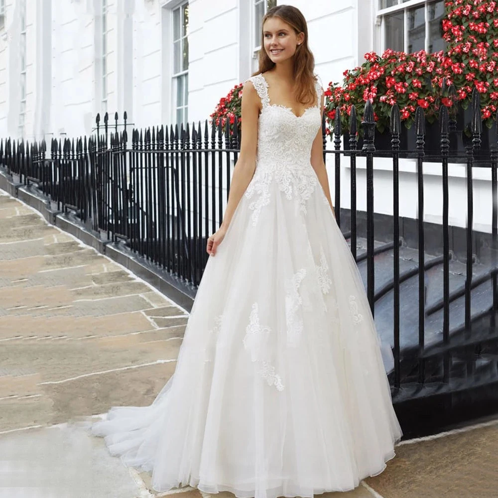 

Женское свадебное платье It's yiiya, белое кружевное платье с аппликацией на широких бретельках и трапециевидным силуэтом на лето 2022