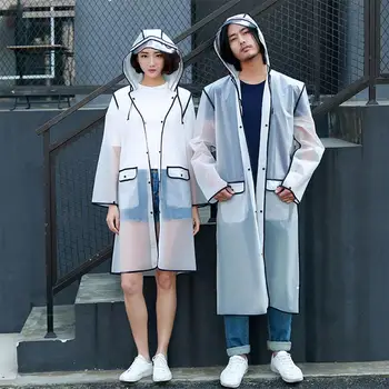

Raincoat Unisex Mantle Rain Gear Poncho Transparent Raincoat Adult EVA Hiking Hooded Convenient Waterproof Cover Accessories