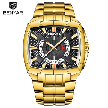 

Men's watches top luxury brand gold wrist watch BENYAR men Fashion waterproof steel clock men sport date watch Relogio Masculino