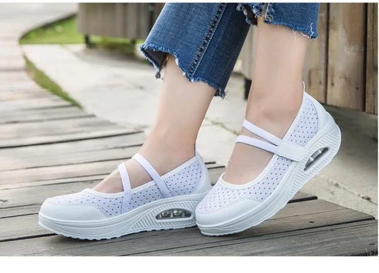 Details about   Women Breathable Casual Rocking Shoes Thick Bottom Cushion Shallow Nurse Shoes