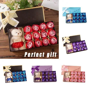 

Cute Bear Gift Box Gift Rose Gift Small Gift 12 Soap Flower Cheap Soap Rose fashion Wedding Valentine's Day Gift Art C4