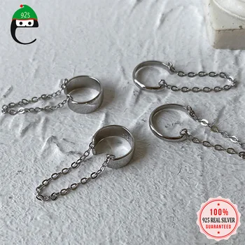 

ElfoPlataSi Real 925 Sterling Silver Sweet Smooth Surface Chain Clip Earring For Women Without Piercing Earing Jewelry DA1888