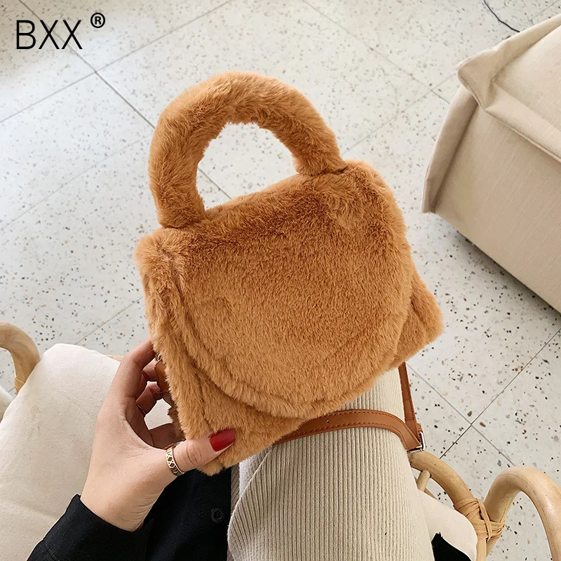 

[BXX] Faux Fur Small Crossbody Bags For Women 2020 Winter Warm Female Shoulder Messenger Bag Female Handbags And Purses HJ130