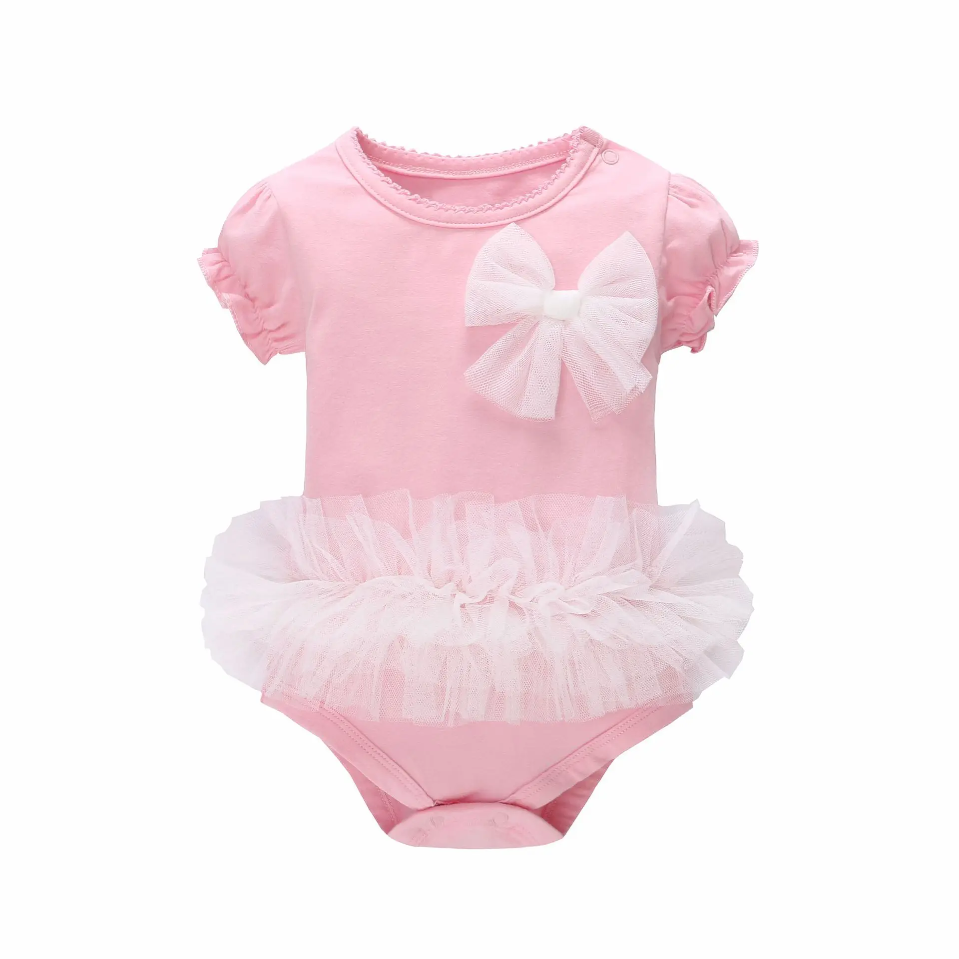 

Dance ling die Childrenswear 2019 Summer New Style Pink Mesh Skirt Sweet Cute Bow Short Sleeved Kazakhstan