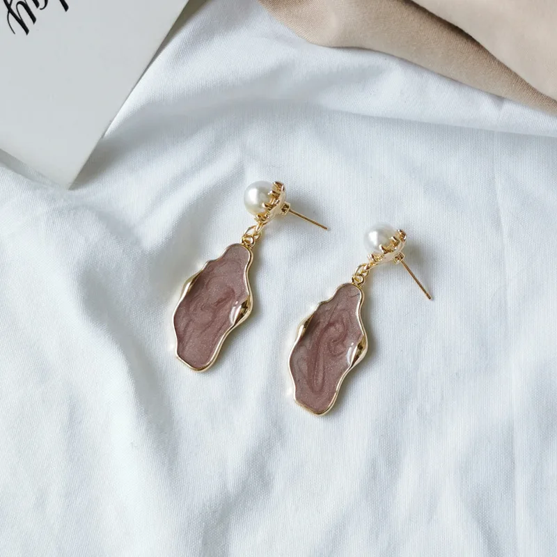 Purple Pierced ears Серьги-клипсы без пирсинга, Геометрическая Эмаль, зеленые, неправильные, гиперболический диск, срез, клипсы для женщин, без отверстия для ушей - Окраска металла: Purple Pierced ears