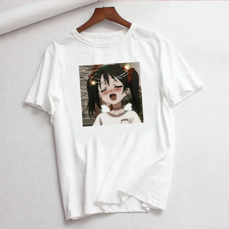 Japanese new casual fashion plus size O-neck short sleeve female cartoon Harajuku tops tees funny cute Ulzzang T-shirt