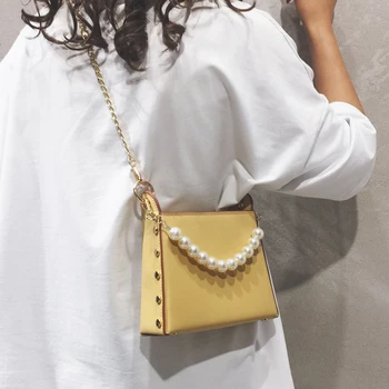 

2019 New Design Women Handbags Fashion Small Square Bags Lady Pearl Party Evening Clutches Brand Chain Shoulder Messenger Bags