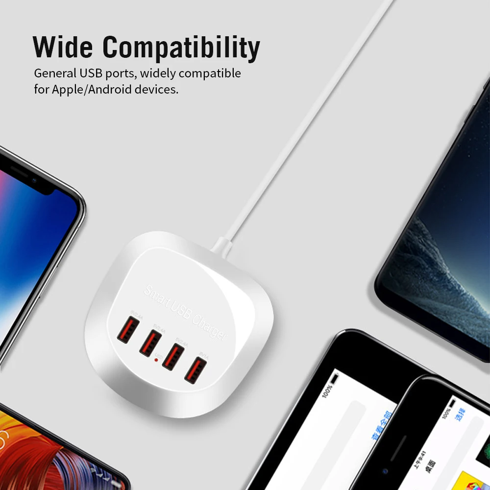 WLX-T3 Смарт многопортовое USB быстрое зарядное устройство Портативный четыре порта Быстрая зарядка несколько защита для мобильных телефонов Ноутбуки ЕС разъем