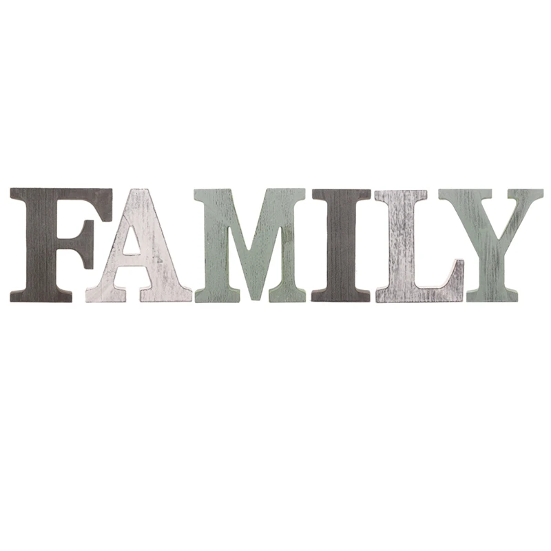 

Family" Decorative Wooden Letters Large Wood for Wall Decor in Rustic Wood Color(Old Color)