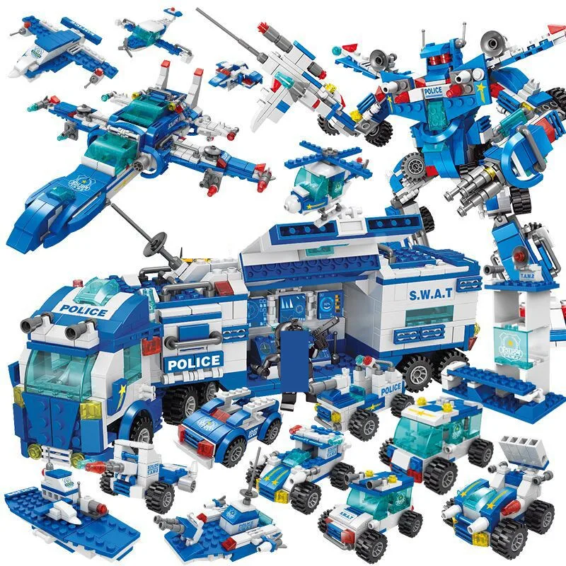 

City Police ROBOT Toy SWAT Truck Car Playmobil Building Blocks Sets Technic Juguetes DIY Brinquedos Bricks Educational Kids Toys