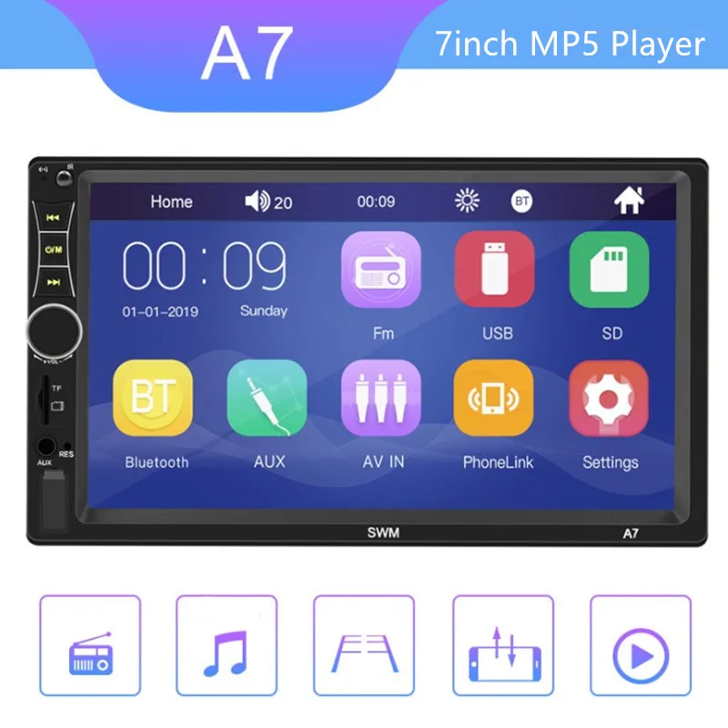 

Universal 2 din Car Multimedia Player Autoradio 2din Stereo 7" Touch Screen Video MP5 Player Auto Radio Backup Camera