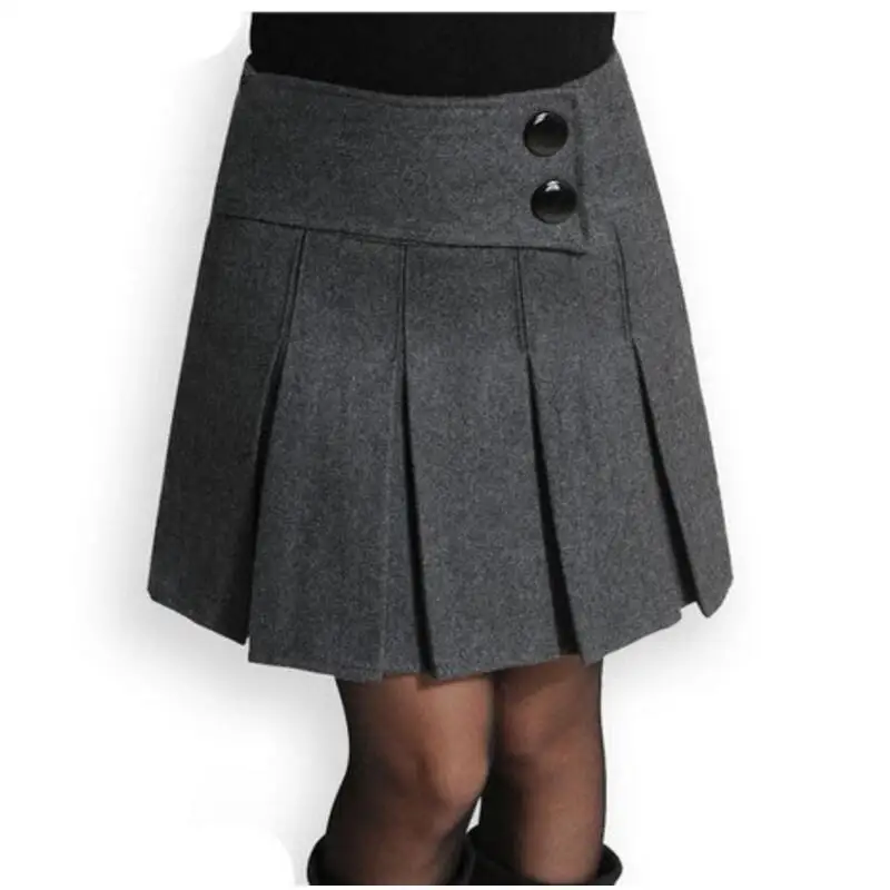 

New 2019 Autumn Winter Skirt Women Wool Short Skirt High Waist Pleated Skirt Sexy Black Gray Woolen Skirts For Women S429