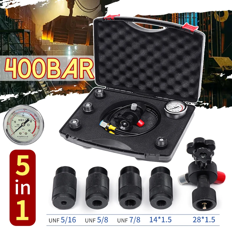 Hydraulic Accumulator Nitrogen Charging Fill Gas Valve Pressure Test Kit 250Bar Hydraulics Heavy