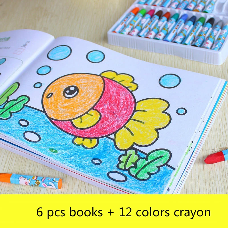 Игрушки для рисования раскраска для детей книги с карандашом образовательные игрушки мультфильм картинки с животными книга с зарисовками доска для рисования для детей - Цвет: color canvas sticks