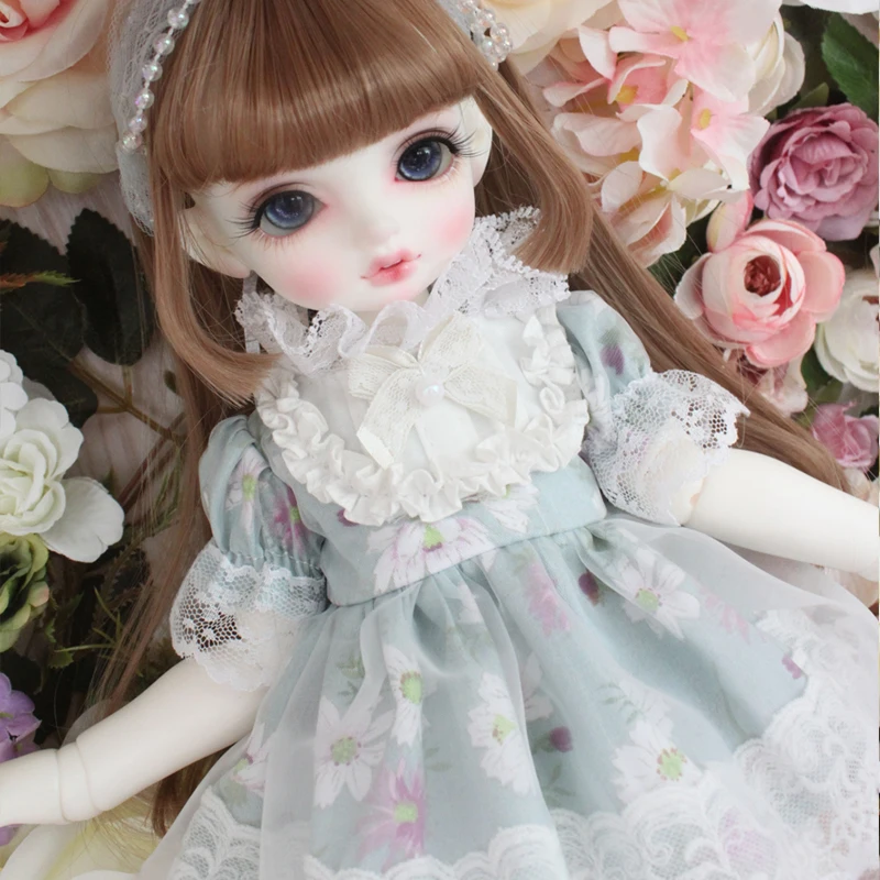 Кукольная одежда 1/4 BJD платье синего цвета с белым кружевным краем для 1/6 1/4 BJD кукла аксессуары платье+ волосы руки+ широкие шорты+ носки
