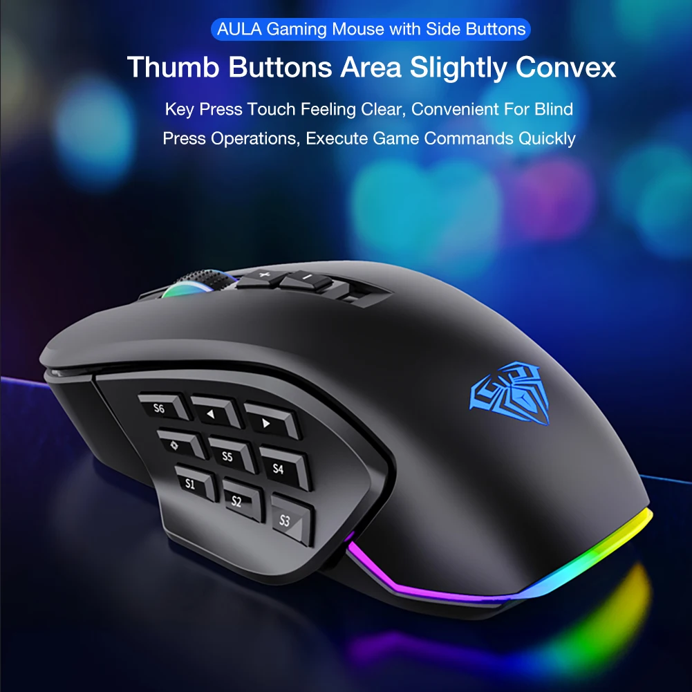 mouse 9 lado buttonsbacklit gamer ratos macro programável ergonômico