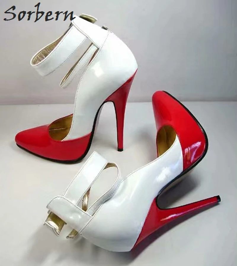 Sorbern туфли-лодочки из натуральной кожи на платформе; женская обувь; туфли на высоком каблуке-шпильке; Новинка года; коллекция; цвета на заказ; обувь на каблуке размера плюс 13 - Цвет: White Red