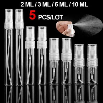 

5pcs/pack 2/3/5/10ML Portable Mini Perfume Bottle Makeup Spray Bottle Empty Sample Bottle Cosmetics Test Tube Bottle Thin Glass