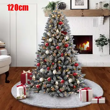 

120cm Flannelette Christmas Tree Skirt Christmas Tree Carpet Snowflake Tree Skirt New Year Christmas Decorations for Home