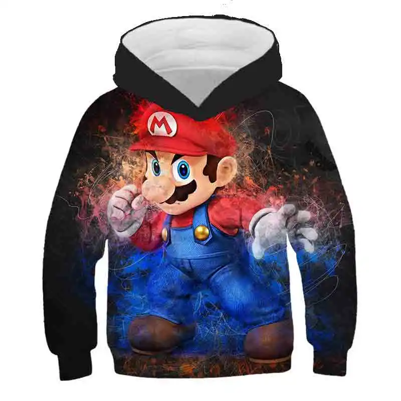 Детская толстовка с капюшоном Super Mario Bros модные повседневные 3D толстовки для
