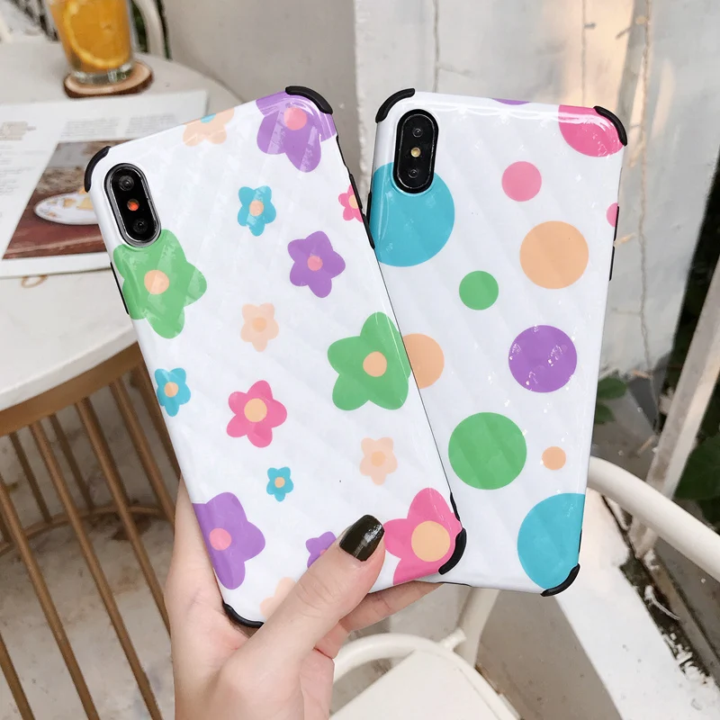 

XBXCase Fashion Colorful Flower Polka Dot Case for iPhone 7 6 6S 8 Plus 8Plus X Xs Max XR Cartoon Back Cover Soft TPU Phone Case