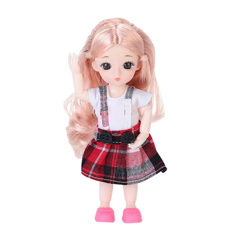 Новинка 16 см BJD кукла мохер кукла с париком 3D глаза с одеждой наряд обувь парик волосы макияж подвижные суставы кукла для девочек подарок
