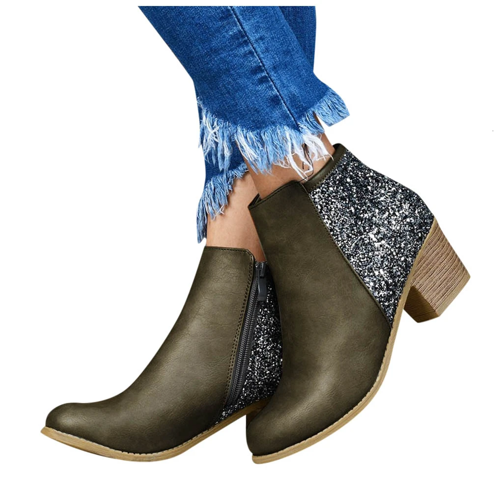 

Black Ankle Boots Women Thick High Heels Ladies Boots Pointed Toe High Heels Shoes 2019 Autumn Winter Pumps