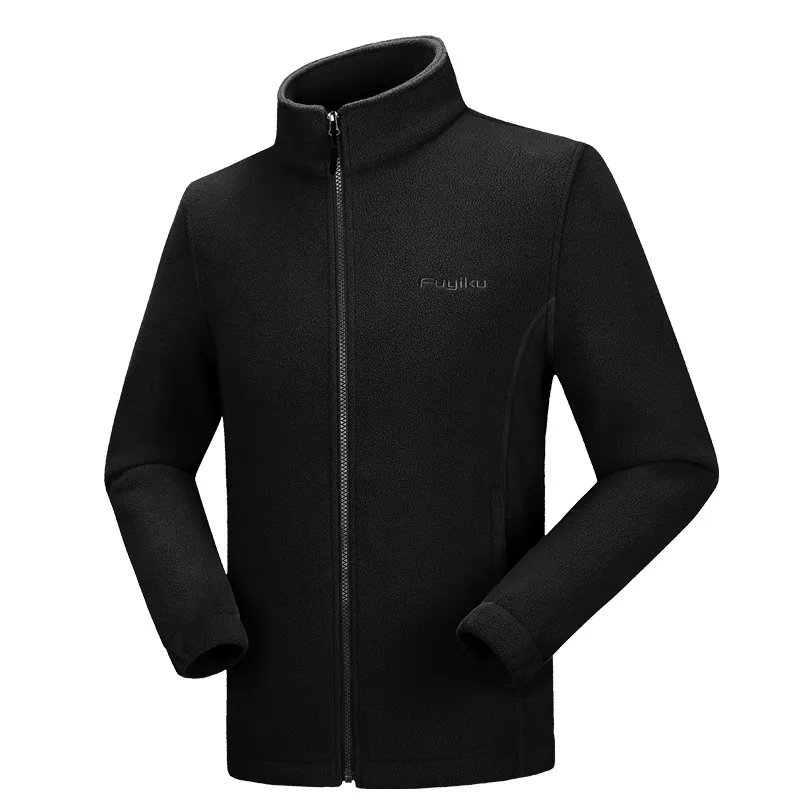 Men Black WindTaste Мужская зимняя флисовая походная куртка, большие размеры, 9XL, подкладка, уличная спортивная ветровка, треккинг, кемпинг, термо куртка, KA152 - Цвет: Men Black