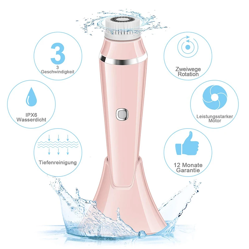 US $23.23 4 In 1 Face Cleansing Brush Sonic Vibration Facial Cleanser Silicone Pore Cleaner Exfoliator Face Washing Brush Roller Massager